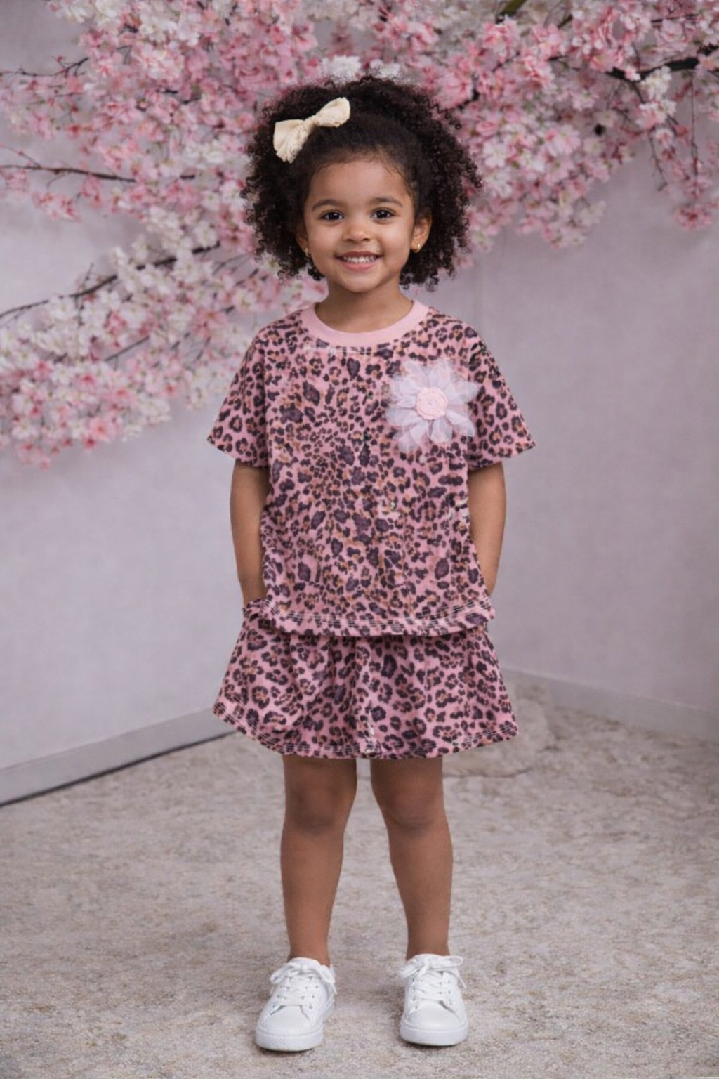 Leopard Flower Detail Short Set (3-14 Years)