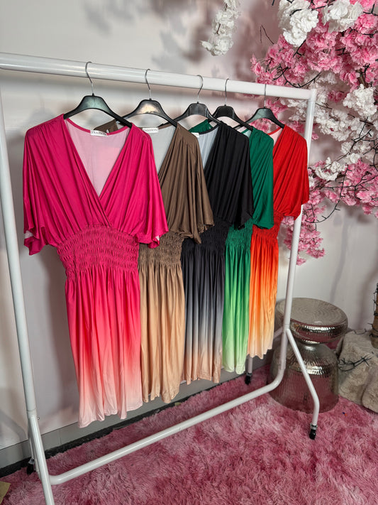 Ombré Effect Slinky MIDI Dress