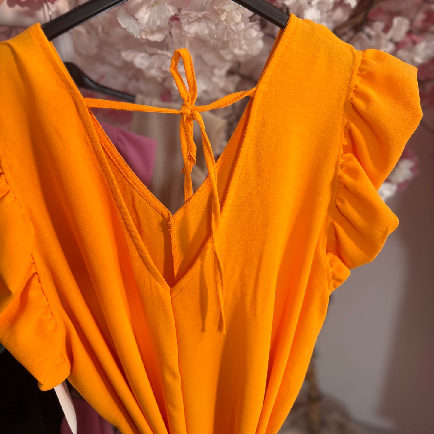 Frill Sleeve Tie Waist Playsuit