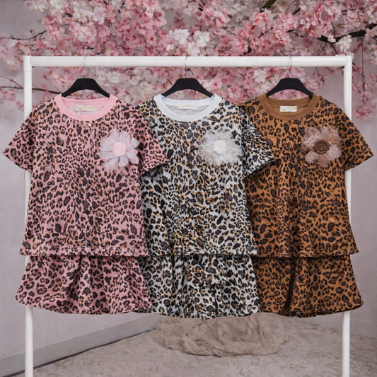 Leopard Flower Detail Short Set (3-14 Years)