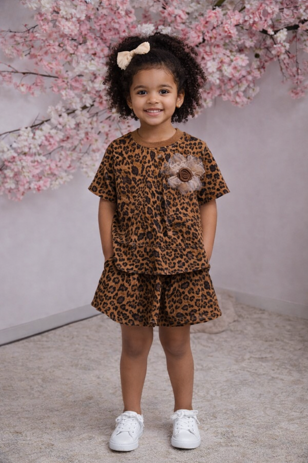Leopard Flower Detail Short Set (3-14 Years)